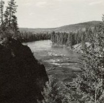 Aerial photograph of Riverside State Park and the Spokane River in 1952