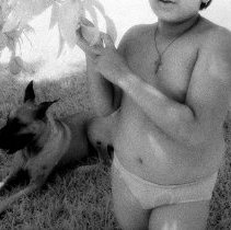 Irwin and dog (in gardens)