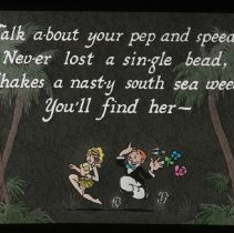 Song-Hit Slide. Hand colored scenic song-word lantern slide. Two palm trees