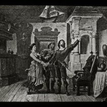 Two men and a woman standing in the middle of a room. Maybe actors, Maybe i