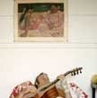 Stephen Stills plays guitar in bed with injured left hand, Oahu, Hawaii