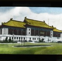 Large building with yellow roof