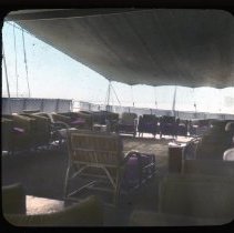 Lounge chairs on boat deck