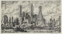 Marsh, Reginald, "Skyline from Pier 10, Brooklyn," 1931