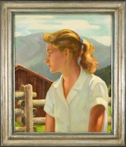 Olin H. Travis, "Pony Tail", 1954, oil on canvas board