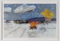 Mary Vernon, "Snow Fire", 2020, oil on Yupo