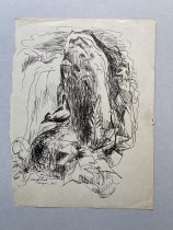 Otis Dozier, "Ouzil Bird", 1945, ink on paper