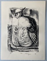Otis Dozier, "Owl", 1987, lithograph