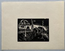 Otis Dozier, "Barn and Windmill", no date, etching
