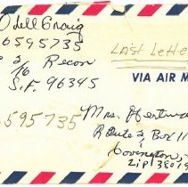 L2021.3.15_Envelope for the last letter SP4 Odell Craig wrote home