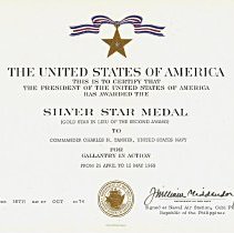 1999.3.2_CDR Nels Tanner's Silver Star Medal certificate