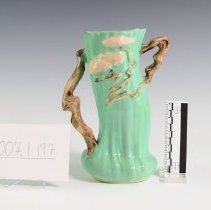 Jade Green Ming Tree Vase with Asian-Inpsired Motifs