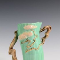 Jade Green Ming Tree Vase with Asian-Inpsired Motifs