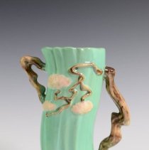 Jade Green Ming Tree Vase with Asian-Inpsired Motifs
