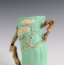 Jade Green Ming Tree Vase with Asian-Inpsired Motifs