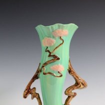 Jade Green Ming Tree Vase with Asian-Inpsired Motifs