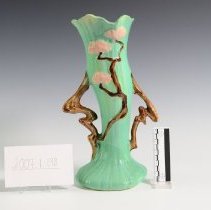 Jade Green Ming Tree Vase with Asian-Inpsired Motifs