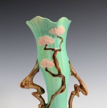 Jade Green Ming Tree Vase with Asian-Inpsired Motifs