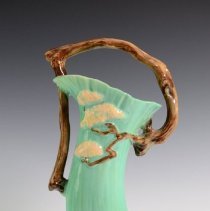 Jade Green Ming Tree Vase with Asian-Inspired Motifs