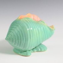 Jade Green Ming Tree Conch Shell Vase