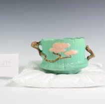 Jade Green Ming Tree Hanging Basket with Asian-Inspired Motifs