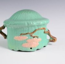 Jade Green Ming Tree Hanging Basket with Asian-Inspired Motifs