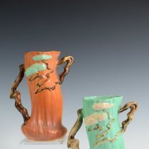Ming Tree Vase with a Brown Trial Glaze and Asian-Inspired Motifs