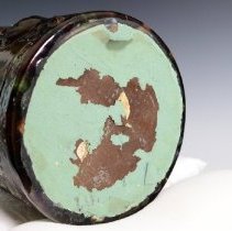 Green and Brown Glazed and Decorated Umbrella Stand