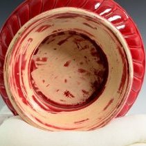 Red Glazed and Decorated Jardinière with Eros and Aphrodite