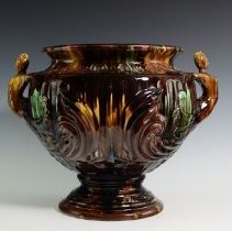 Glazed and Decorated Jardinière with two Female Figureheads