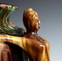 Glazed and Decorated Jardinière with two Female Figureheads