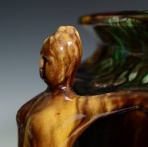 Glazed and Decorated Jardinière with two Female Figureheads