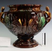 Glazed and Decorated Jardinière with two Female Figureheads