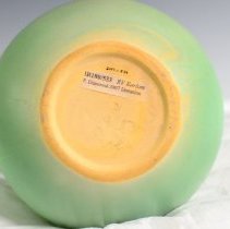 Green Experimental Vase with an Earlam Form and Applied and Stylized White 