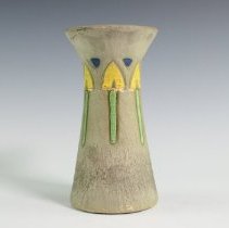 Gray Mostique Vase with a Yellow Tulip Motif