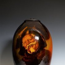 Rozane Royal (Dark) Vase Converted into a Lamp Base with a Portrait of Sir John Falstaff