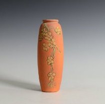Modeled Etched Matte Vase with Floral Motif