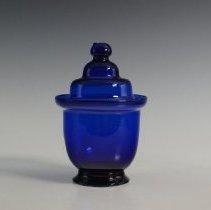 1946.10266 Attributted To Zanesville Glass Works Cobalt Blue Sugar Bowlwith