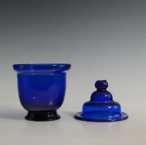 1946.10266 Attributted To Zanesville Glass Works Cobalt Blue Sugar Bowlwith