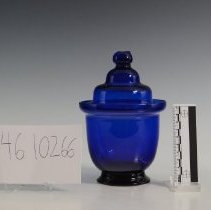 1946.10266 Attributted To Zanesville Glass Works Cobalt Blue Sugar Bowlwith