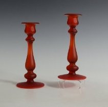 1983.16035a And 1983.16035b Tiffin Glass Company Tiffin Candle Sticks-1