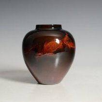 2006.3 Rookwood Pottery Company Tiger Eye Vase With Goldfish-1