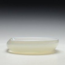 1982.15042 Clear Glass Bowl With Milk Glass Inlay 3