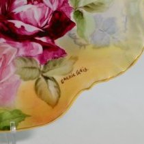 American China Painted Decorative Platter Featuring Roses