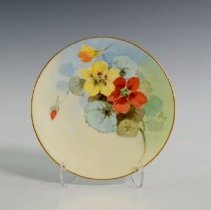 Handpainted Plate Featuring Nasturciums