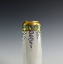 Hand Decorated Vase Featuring Wisteria and Geisha