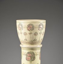 Flemish Jardinière in Cream with Stylized Trees and Birds on Wires