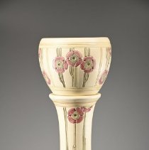 Flemish Pedestal in Cream with Stylized Pink Flowers