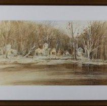 1981.14019 Sleepy River Town Patricia A Hodgson With Frame
