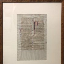 Vulgate Bible Manuscript Vellum Leaf Featuring a Full "P" Marginal Descende